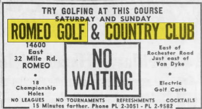 Romeo Golf & Country Club - June 1964 Ad